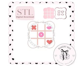 Tic Tac Toe Cookie Cutter Valentine Platter STL digitaler Download