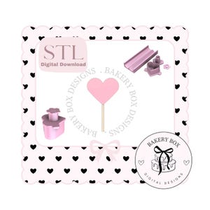 Juego de émbolos para cake pops con forma de corazón (STL, descarga digital) imagen 1