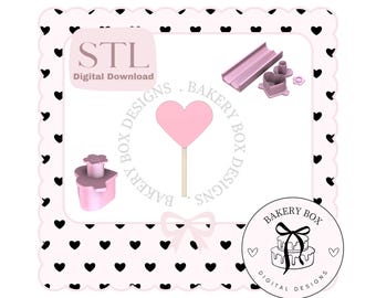 Heart Cake Pop Plunger Set STL Digital Download
