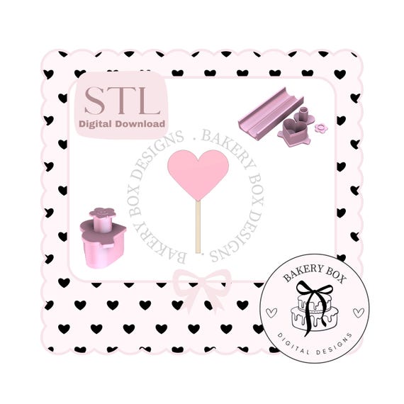 Heart Cake Pop Plunger Set STL Digital Download