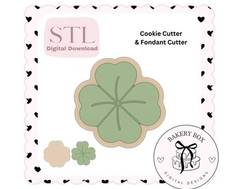 Juego de cortadores de galletas y fondant con forma de trébol Descarga digital