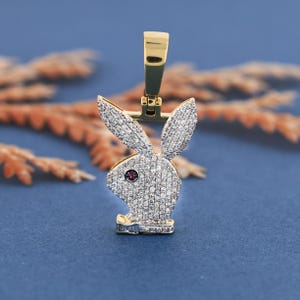 0.47 Carat Diamond Playboy Rabbit Charm | Playboy Bunny Pendant | 14k Gold Rabbit Pendant | Gift for Him | Bunny Pendant Charm