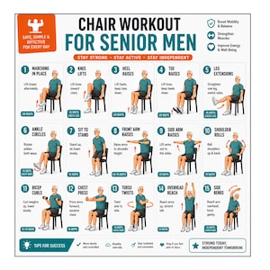 Chair Workout for Seniors | 30 Day Seated Exercise Plan | Low Impact Balance & Mobility Chart