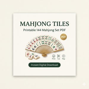 Fichas de Mahjong, juego de 144 fichas de Mahjong imprimible en PDF