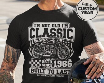 60th Birthday Motorcycle Shirt for Men – Personalized Vintage 1966 Biker Shirt – Custom 60th Birthday Gift for Dad
