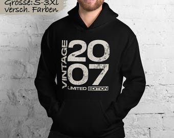 Vintage 2007 hoodie, born in 2007, 18th birthday gift, 18 years gift idea
