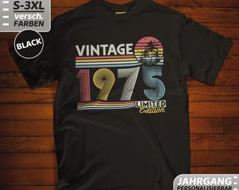 50th Birthday Women Men 50 Years T-Shirt Retro Vintage Born in 1975 Gift