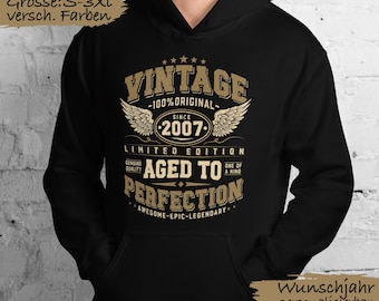 Vintage 2007 hoodie, born in 2007, 18th birthday gift, 18 years gift idea