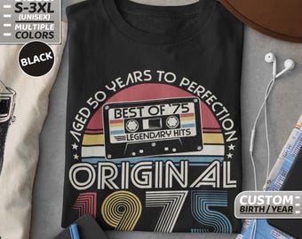 50th birthday, personalized, anniversary, gift, 50th birthday T-shirt, 50 years old shirt, 1975, born in 1975, retro, vintage