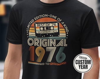 50th Birthday Retro T-Shirt - Personalized with Year - Vintage 1976 Shirt - 50th Birthday Gift for Men & Women