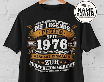 50th Birthday Shirt, Born in 1976 - Vintage Birthday T-Shirt for Men - 50th Birthday Gift for Men - Personalized