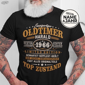 Personalisiertes T-Shirt zum 60. Geburtstag - Geschenk für Papa oder Opa - Vintage Oldtimer Shirt - Jahrgang 1966