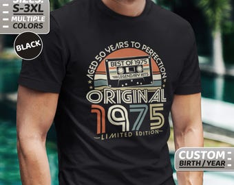 50th birthday, 50th birthday shirt, 50-year-old gift, retro vintage t-shirt, 1975 vintage shirt, born in 1975