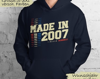 Born in 2007, 2007 birthday gift, 2007 hoodie, 18th birthday, 18 years old, gift idea