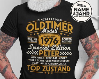 Gepersonaliseerd T-shirt voor de 50e verjaardag van een man - Cadeau voor papa of opa - Vintage 1976 - Verjaardagsshirt