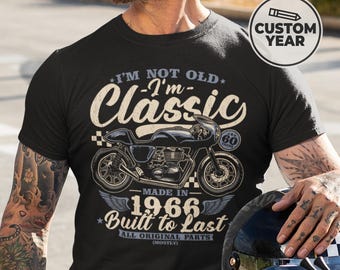 60th Birthday Gift for Dad – Personalized Vintage 1966 Shirt for Men – Custom Retro Birthday T-Shirt – Motorcycle Biker Tee