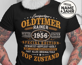 Personalized 70th Birthday T-Shirt for Men with Name - Vintage 1956 Birthday Shirt - Gift for Dad/Grandpa - Vintage T-Shirt