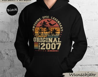 Original 2007 Vintage Hoodie 18th Birthday Gift