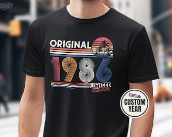 40th Birthday Retro Shirt – Born in 1986 – Vintage Style T-Shirt – Gift for Men & Women – Personalizable