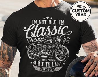 Maglietta personalizzata per motociclisti per il 60° compleanno – Maglietta da motociclista vintage del 1966 per uomo – Regalo per papà, nonno, amico – Anno personalizzato