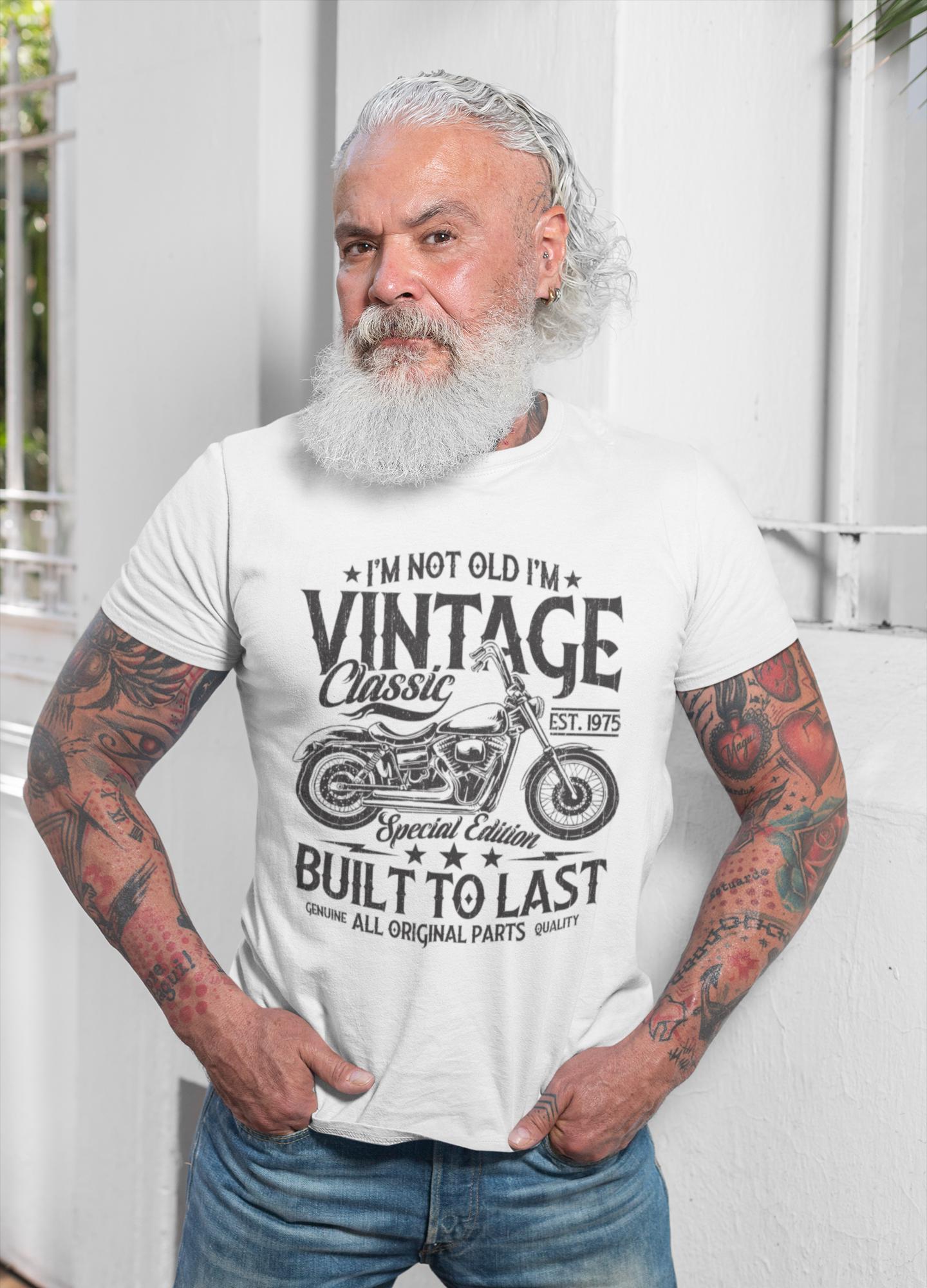 50th Birthday T-Shirt For Men – Vintage 1975 Original Biker Motorcycle Design | Customizable Year, Soft Cotton Blend, Birthday Gift Idea