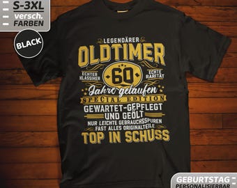 Camiseta personalizada de 60º cumpleaños con diseño de coche clásico y motivo de 60º aniversario.