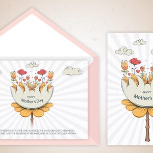 Cartão elegante para o Dia das Mães para impressão | Cartão de felicitações faça você mesmo para download instantâneo