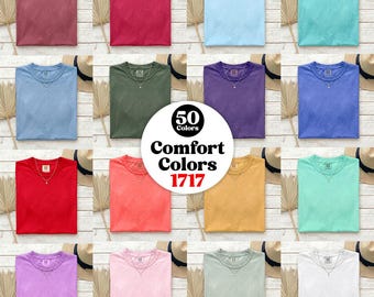 Paquete de maquetas de camisetas dobladas Comfort Colors C1717 (50X), paquete de maquetas de camisetas dobladas en plano CC 1717, maquetas de camisetas extragrandes en plano, maquetas de camisetas