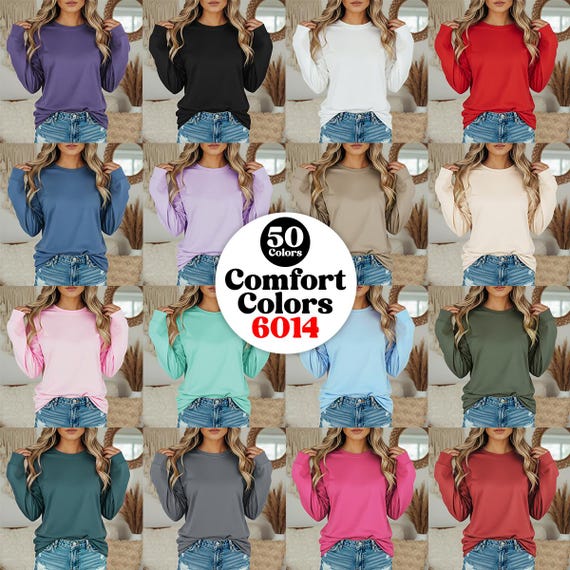 Comfort Colors 6014 Mockup Bundle, Boho Long Sleeve Shirt (Digital Download)