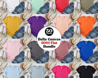 50+ Bella Canvas 3001 Flat Lay Tshirt Mockup Bundle BC 3001 T-Shirt Flatlay Mockup Bundle BC3001 Gefaltetes T-Shirt Mockup Minimaler Hintergrund