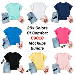 Comfort Colors C9018 Tshirt Mockup Bundle 9018 Youth T-Shirt Mock-up Bundle Real Product Mock Trendy Minimal Natural Styled Kids Shirt
