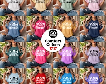 Maquetas de colores Comfort Colors 1717, paquete de maquetas de camisetas, paquete Comfort Colors 1717, maqueta POD, paquete de maquetas de camisetas con estética bohemia CC