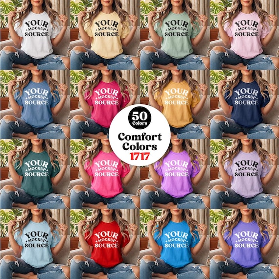 Colors Comfort Colors 1717 Mockups, TShirt Mockup Bundle, 1717 Comfort Colors Bundle, POD Mockup, Boho Aesthetic T-Shirt CC Mockup Bundle