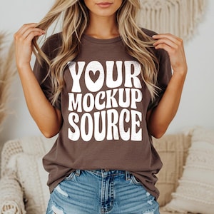 Comfort Colors C1717 Espresso Shirt Mockup 1717 Brown T-shirt Mock-up Espresso Comfort Colors 1717 T-Shirt Mockup Oversized Mockup