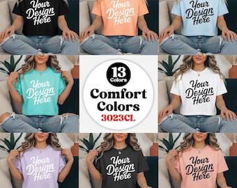 Paquete de maquetas de camisetas Comfort Colors 3023CL / Paquete de maquetas de camisetas cortas 3023 Boxy / Paquete de camisetas cortas extragrandes / Neutro, cómodo y a la moda