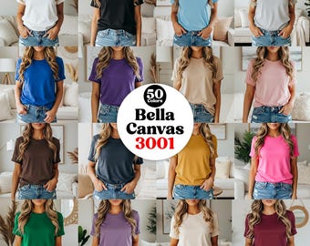 50x Bella Canvas 3001 Mockup Bundle T-shirt Mockup Bundle 3001 Bella Canvas Bundle Model Shirt Mockup Best Print on Demand T-Shirt Mockups