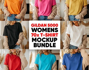 70x Gildan 5000 Mockup Bundle Gildan Tee Shirt Mockup Bundle Print On Demand Apparel Mockup Bundle Gildan Mockup Bundle