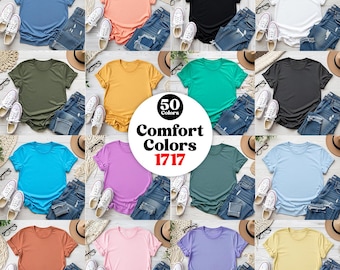 50x Comfort Colors 1717 Flatlay T-shirt Mockup Bundle C1717 Flatlay Mockup Bundle Folded Tee Mockup Garment dyed Unisex t-shirt Mockup