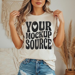Ivory Comfort Colors 1717 Mockup Ivory T-shirt Mockup Ivory Comfort Colors 1717 Model Mockup Ivory Shirt Mockup Short Sleeve Shirt mockup