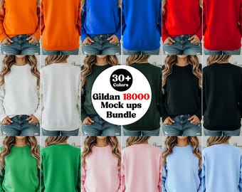 Gildan 18000 Sweatshirt Mockup Bundle, Front & Back (Digital Download)
