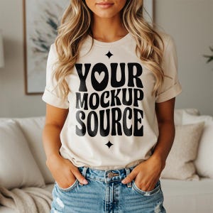 Natural Bella Canvas 3001 Mockup T-shirt Mockup 3001 Bella Canvas Shirt Model Mockup T-Shirt Mockup Natural Bella Canvas T-Shirt Mockup