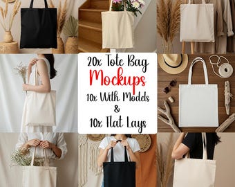 Canva Tote Bag Mockup Bundle: 20 Model & Flatlay Images (Digital Files)