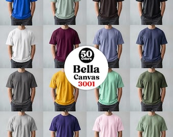 50+ Farben Bella Canvas 3001 Herren Mockups, T-Shirt Mockup Bundle, 3001 Bella Canvas Bundle, Modell Shirt Mockup, Herren T-Shirt Mockup Bundle