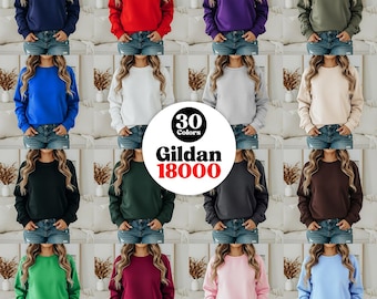 Lot de maquette de sweat-shirt Gildan 18000, lot de maquette de sweat-shirt à col rond G180, lot de maquette de vêtements, lot de maquette de Gildan téléchargement immédiat