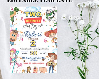 Toy Story Editable and Printable Birthday Invitation | Cute Watercolor Toy Story Invitation | Premium Birthday Invites | Editable in Canva