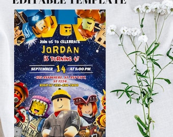 Roblox Geburtstagseinladungsvorlage: Spielparty einladen (bearbeitbar, Canva, digitaler Download)