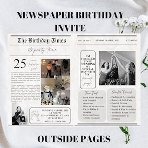 Canva Birthday Newspaper Template, Editable Newspaper Birthday, Large Birthday Newspaper Template, Happy Birthday Newspaper Printable