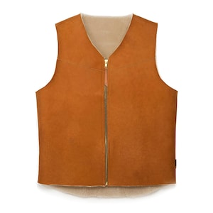Handmade Sheepskin Leather Vest: Men&#39;s Winter Sleeveless Jacket