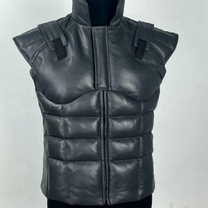 Handmade Tactical Puffer Leather Vest – Stealth-Inspired Cosplay Costume – Military Gamer Outfit – Combat Soldier Gift for Him