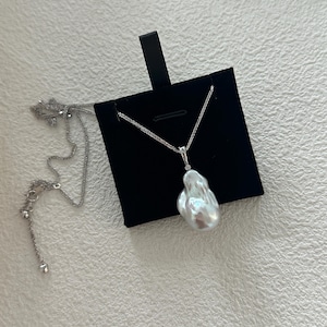 Raw Baroque Pearl Pendant Necklace  Sterling Silver Minimalist Pearl Jewelry Natural Irregular Pearl Gift for Her · June Birthstone Necklace
